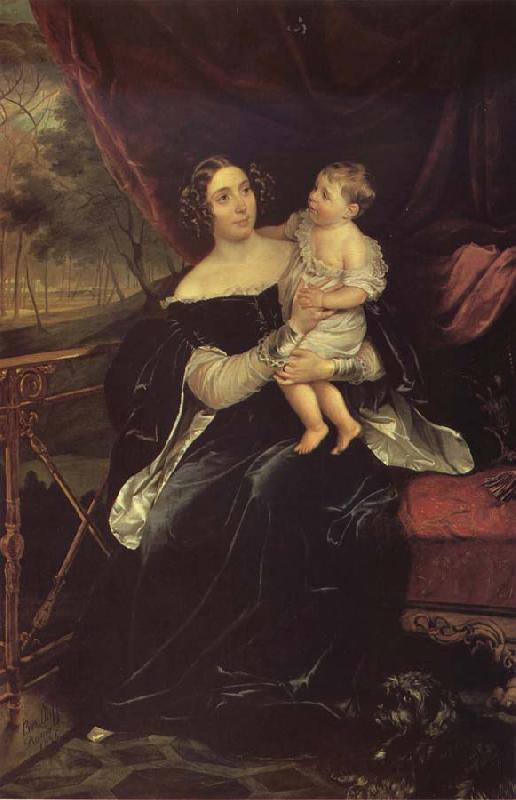 Karl Briullov Portrait of Olga davydova with Her Daughter Natalia oil painting picture